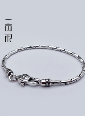 S925纯银圆骨复古手链朋克潮流