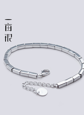S925纯银方块几何手链简约百搭时