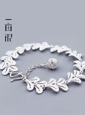 990足银拉丝古法花瓣手链时尚美