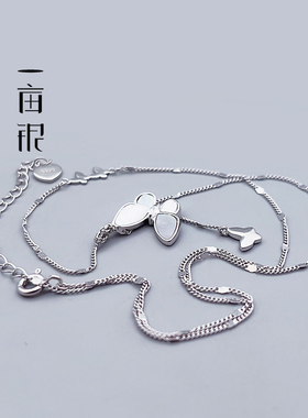 S925蝴蝶仙贝镶嵌宝石吊坠项链