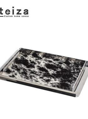 Oteiza轻奢现代金属马毛托盘置物摆件样板间卧室酒店软装饰品摆设