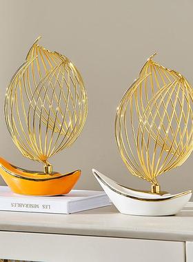 一帆风顺帆船摆件家居饰品轻奢高档客厅酒柜电视柜办公室柜子装饰