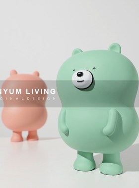 简约现代卡通可爱胖墩熊摆件样板C房客厅软装儿童房创意桌面饰品