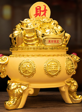 财富聚宝盆存钱罐搬家礼物客厅乔迁新居J送人实用礼物摆件高档招