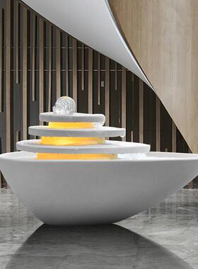 简约现代流水摆件循环水风水球酒店会所落地水景轻奢客厅装饰玄关