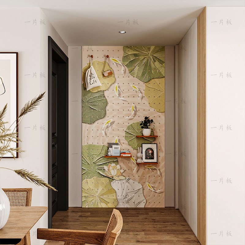 Lotus Pond Moonlight B-hole Hole Board Customized Shelf Entrance Entrance Solid Wood Decoration Blocking Storage Dining Room Display