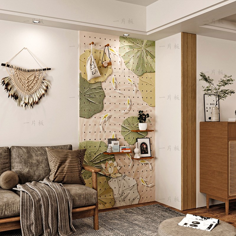 Lotus Pond Moonlight B-hole Hole Board Customized Shelf Entrance Entrance Solid Wood Decoration Blocking Storage Dining Room Display