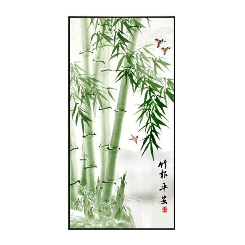 竹报平安玄关钻石画新款2023年客厅挂画竹子点贴砖石画竖版十字绣,淘宝优惠券,粉丝福利购,淘宝优惠卷