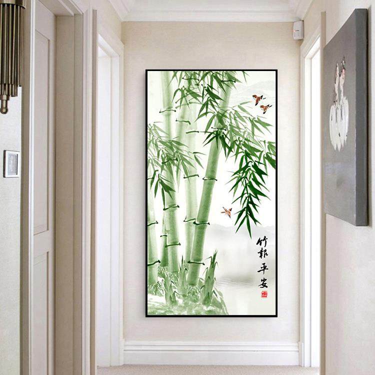 竹报平安玄关钻石画新款2023年客厅挂画竹子点贴砖石画竖版十字绣,淘宝优惠券,粉丝福利购,淘宝优惠卷