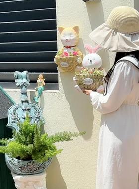 佳鲤推荐孔雀壁挂花盆花园挂件天鹅壁挂盆庭院摆件猫咪兔子花盆