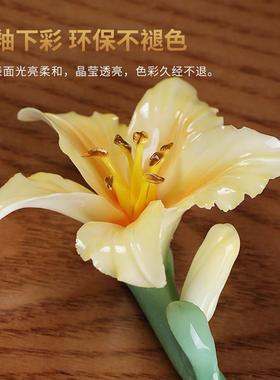 东方泥土《母亲花》陶瓷纯手工瓷花小摆件客厅茶桌办公室桌面装饰