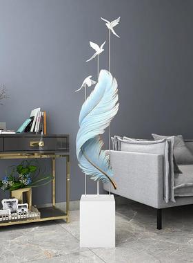 北欧羽毛客厅摆件大型落地玄关电视柜家居饰品办公室摆设乔迁新居