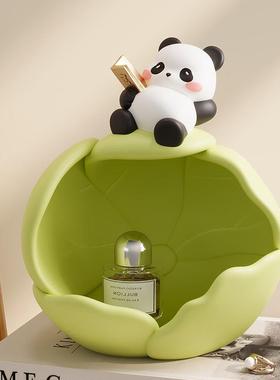 荷叶熊猫钥匙收纳玄关摆件家居装饰品入户进门口客厅鞋柜乔迁礼物