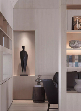 现代简约黑色抽象人雕塑摆件样板房售楼处大堂客厅软装饰品摆设