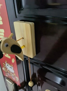 啄木鸟门铃玄关入户门拉拽绳子开门提醒铃铛氛围感装饰摆件挂件