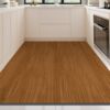 PU leather imitation wood grain kitchen floor mat, water-absorbent, non-slip, oil-proof, wipeable, washable carpet mat, full Y cuttable feet