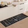 American kitchen mat, household long strip floor mat, diatom mud, water-absorbent, oil-proof, dirt-resistant, wipeable, no-wash, anti-fall carpet