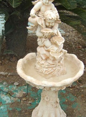 欧式玻璃钢人物雕塑艺术品客厅户外落地摆设可定制作天使流水喷泉