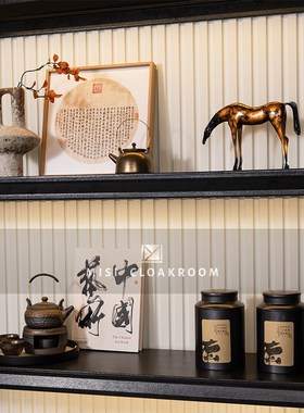 新中式样板房间装饰摆件售楼部展厅客厅书房茶室软装组合茶具套装