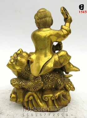 黄铜纯铜刘海戏金蟾财神刘海蟾刘宗成海蟾子神像财摆件招财