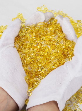 黄水晶搭配铜聚宝盆办公室家居装饰品招财黄水晶碎石500克