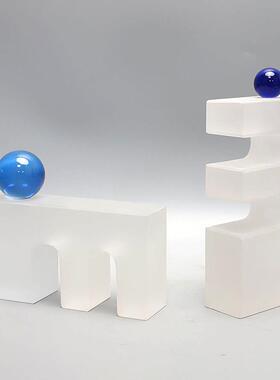 现代极简北欧轻奢创意几何水晶方块字母书档书靠书柜软装饰品摆件