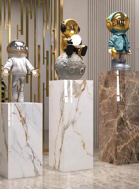 大理石摆件底座客厅玄关岩板立柱展示台电视柜落地大摆件墩子花架