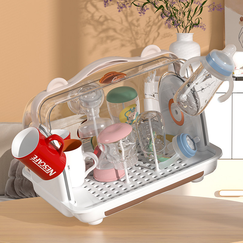 奶瓶收纳盒宝宝餐具收纳箱辅食工具晾干架子防尘盖婴儿奶瓶沥水架,淘宝优惠券,粉丝福利购,淘宝优惠卷