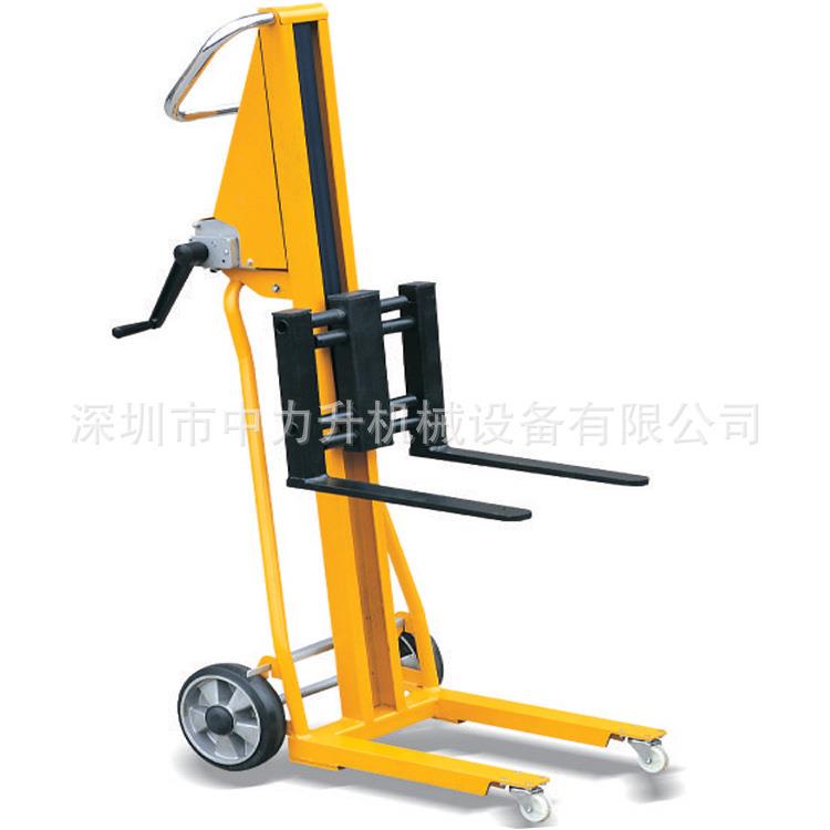 150/500kg/1.1米迷你型手摇堆高车轻型工位车迷你手推堆高车 - 图0