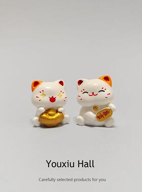 无聊瞭？鱼头招财猫摆件车载汽车装饰摆件办公室工位桌面招财摆件