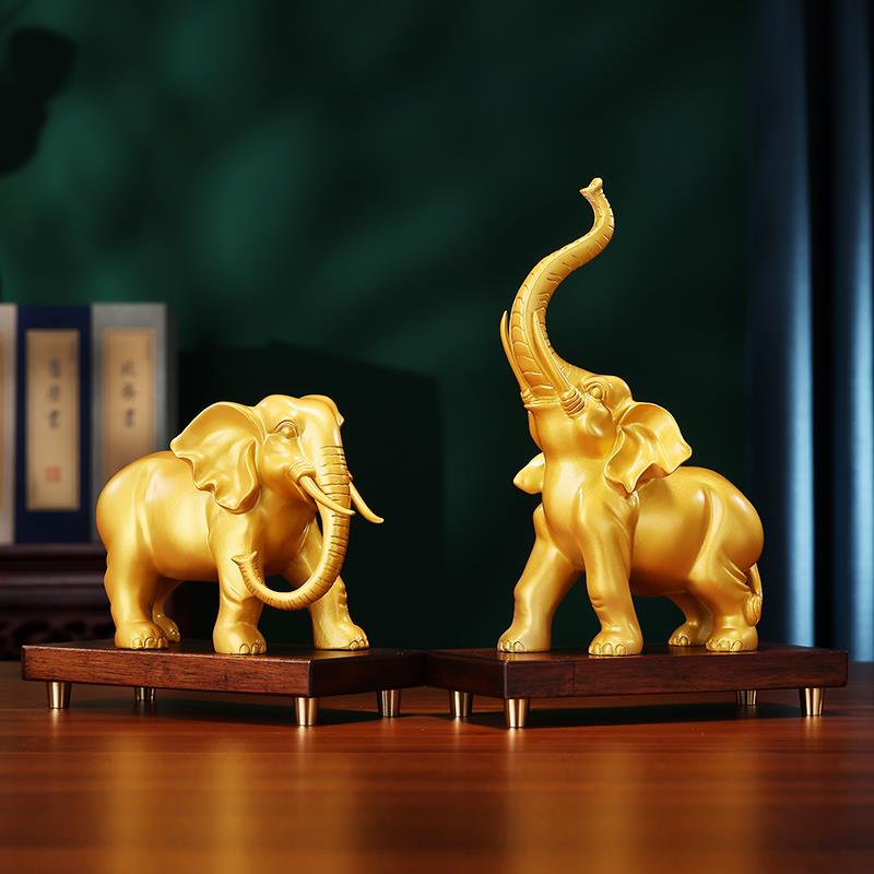 黄铜大象摆件一对象家居玄关办公室公司装饰品摆设乔迁开业礼品 - 图0