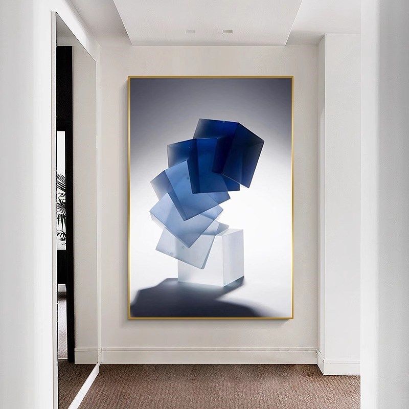 现代简约蓝色抽象入户玄关装饰画玄幻进门墙面走廊过道尽头挂画,淘宝优惠券,粉丝福利购,淘宝优惠卷