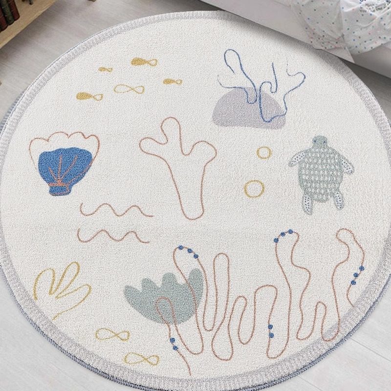 儿童房地垫圆形转椅地毯卧室电脑椅脚垫床边坐垫衣帽间防滑毛毯垫,淘宝优惠券,粉丝福利购,淘宝优惠卷