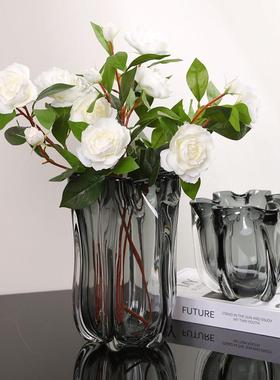 轻奢艺术玻璃加厚花瓶大号花器摆件餐桌样板房客厅电视柜简约摆设