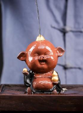 可爱吉祥五福猪紫砂摆件家居客厅茶桌可养精品茶玩茶宠摆设装饰品