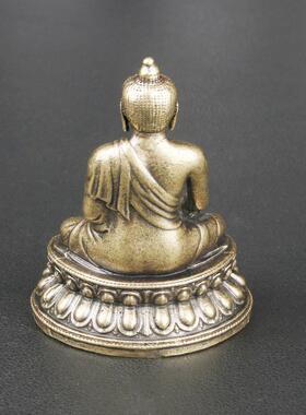 复古黄铜药师佛桌面摆件宗教供奉神像铜雕佛像工艺品文玩收藏