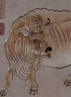 铜雕画《五牛图》客厅玄关装饰画 沙发背景画新中式名画书房挂画