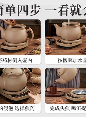 康雅顺原陶无釉煎药壶家用熬药砂锅全自动多功能电煮中药壶熬药罐