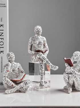 现代简约看书人物桌面摆s件玄关电视柜酒柜装饰品书桌书架创意礼