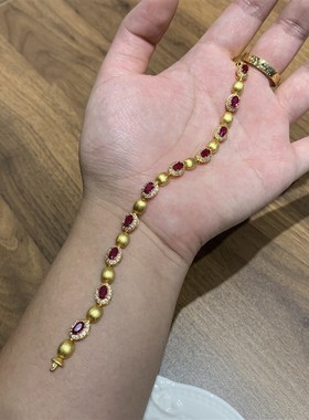 重工手工拉丝蛋面满钻手链锆F石法式高级轻奢气质手饰