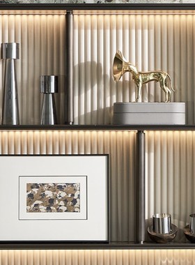 样板房样品d屋展示中心客厅书房书柜书架装饰柜展示柜喇叭狗装饰