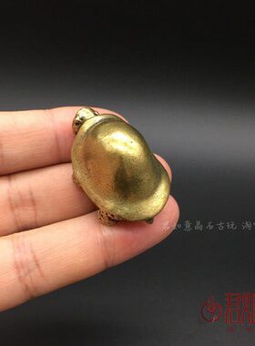 实心黄铜元宝乌龟小摆件 全铜小乌龟铜乌龟把件可爱小铜龟铜玩