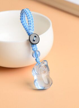 巧雕蓝水晶立体十二生肖钥匙扣鼠牛虎兔龙蛇马羊猴鸡狗猪吊坠项链