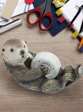 跨境新品创意办公桌面文具可爱水獭造型树脂胶带座切割器生日礼物