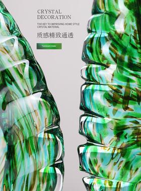 轻奢高档摆件创意艺术高级树叶电视柜玄关客厅入户玻璃工艺装饰品