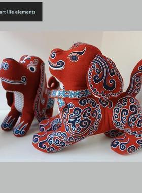 狗吉祥物十二生肖布艺狗布偶摆件娃娃礼品布艺中国风特色手工民族