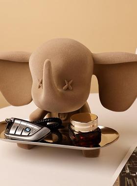 轻奢大象托 托盘摆件客厅入户进门玄关钥匙收纳鞋柜装饰乔迁新居