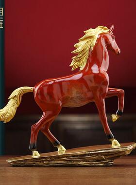 大明铜匠马到成功马摆件玄关办公室工艺品装饰品乔迁新居开业礼物