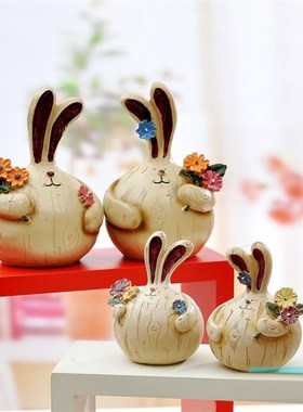 创意家居可爱大蒜兔子摆件客厅室内卧室桌面树脂装U饰品房间小摆