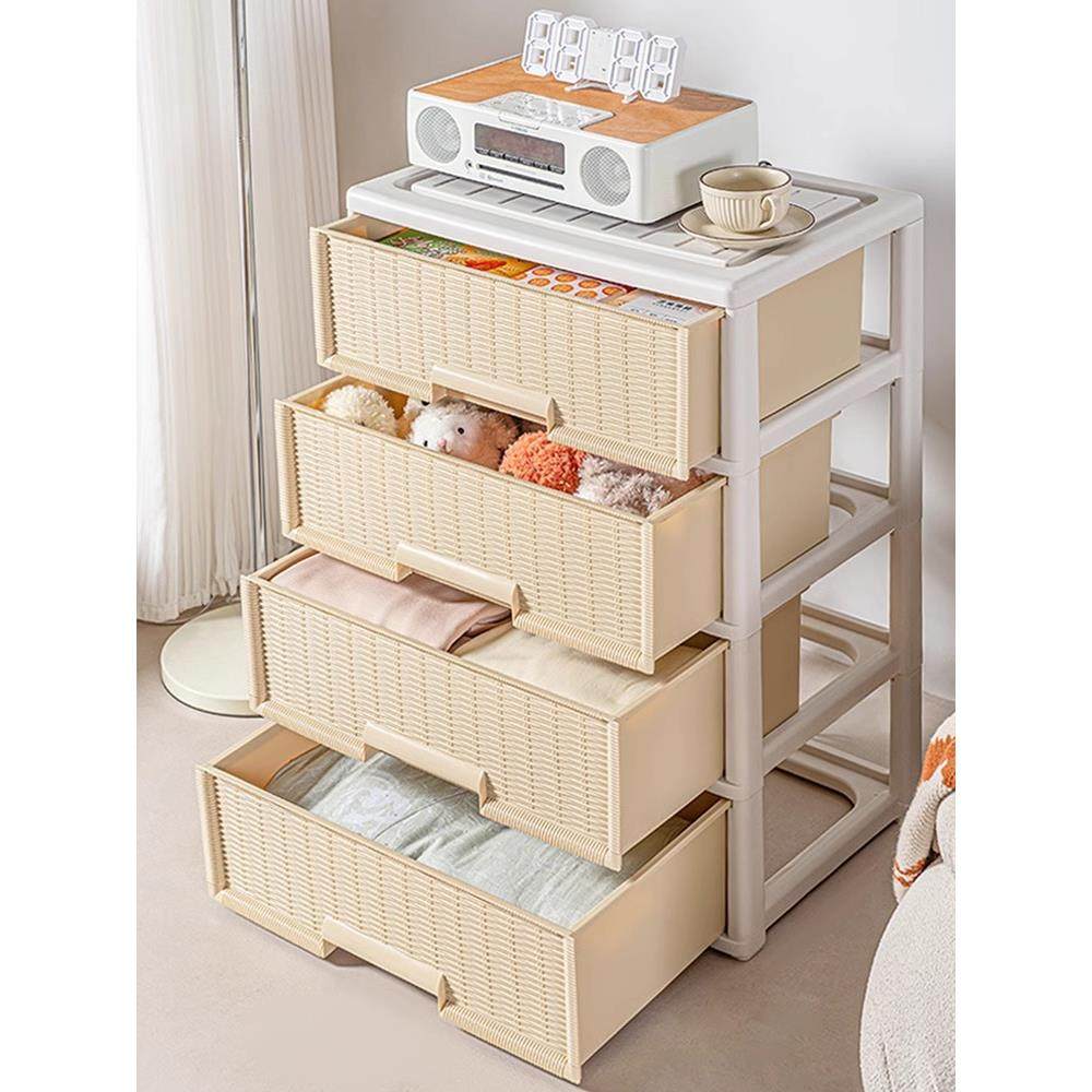 多层抽屉式收纳柜家用客厅卧室宿舍彷藤储物整理箱零食床头抽屉柜,淘宝优惠券,粉丝福利购,淘宝优惠卷